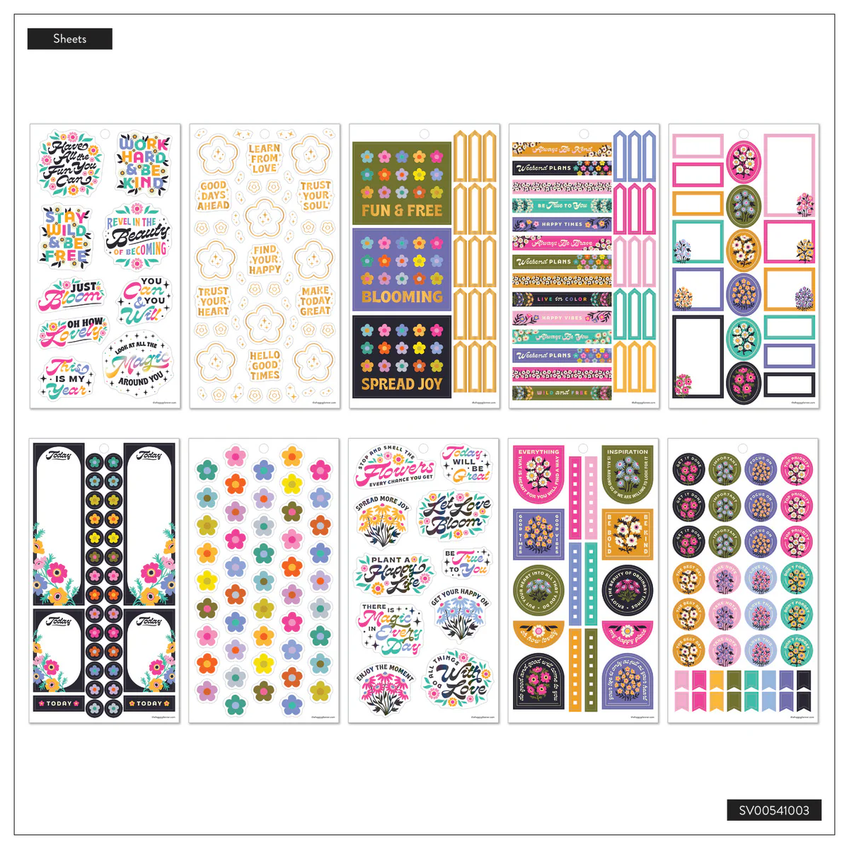 Florescent Florals - Value Pack Stickers 9 Florescent Florals - Value Pack Stickers