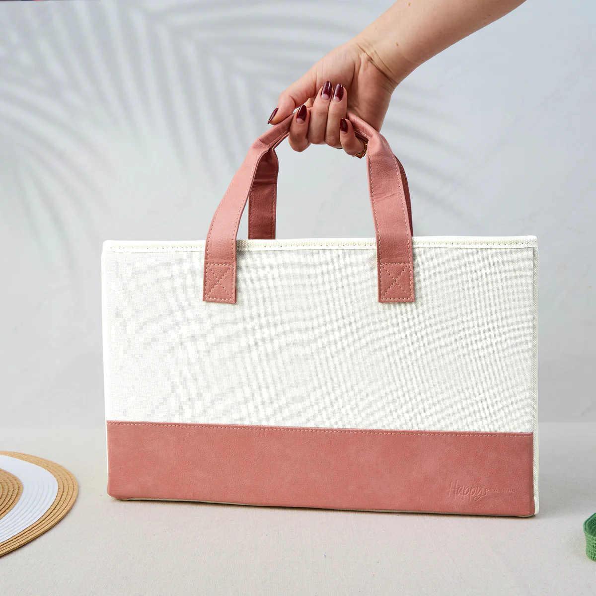 Blush + Cream - Accessory + Planner Storage Tote 3 Blush + Cream - Accessory + Planner Storage Tote