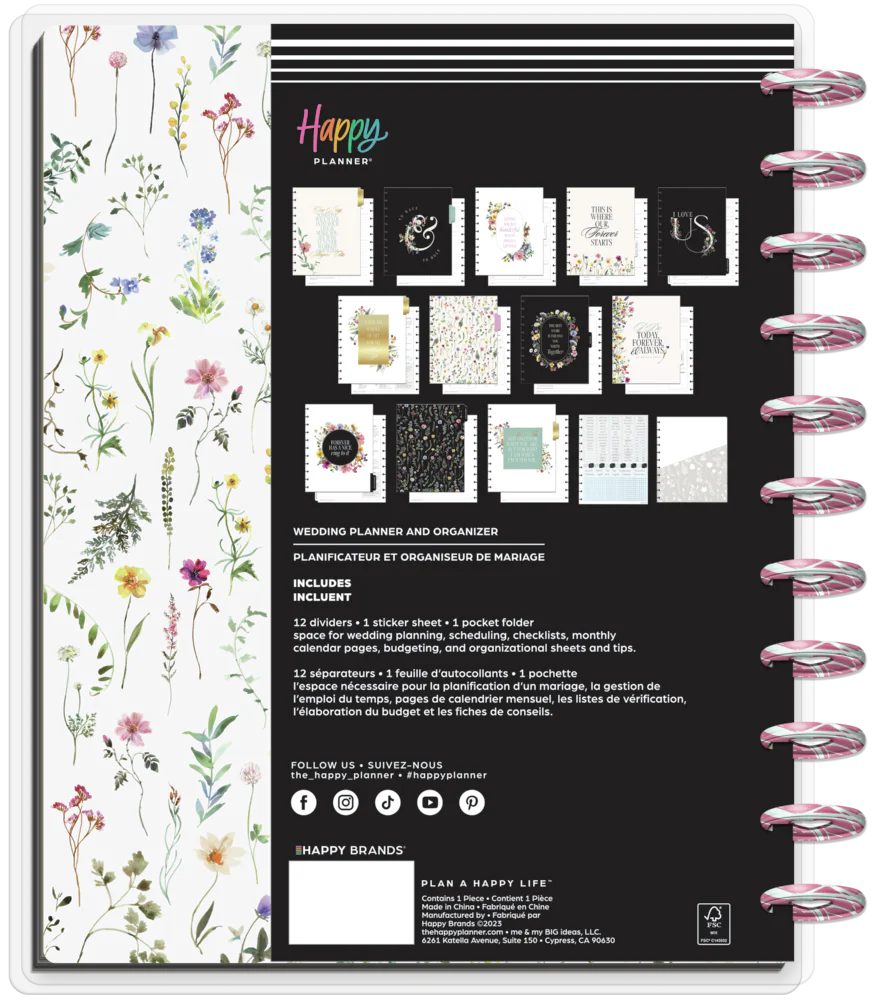Undated Blooming Romance Wedding Happy Planner - Big Wedding Layout - 12 Months 14 Undated Blooming Romance Wedding Happy Planner - Big Wedding Layout - 12 Months