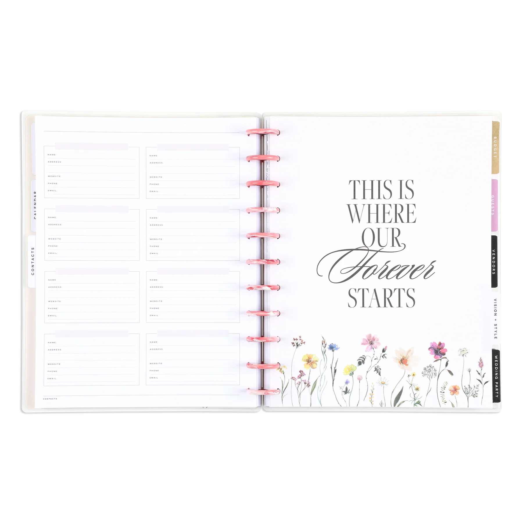 Undated Blooming Romance Wedding Happy Planner - Big Wedding Layout - 12 Months