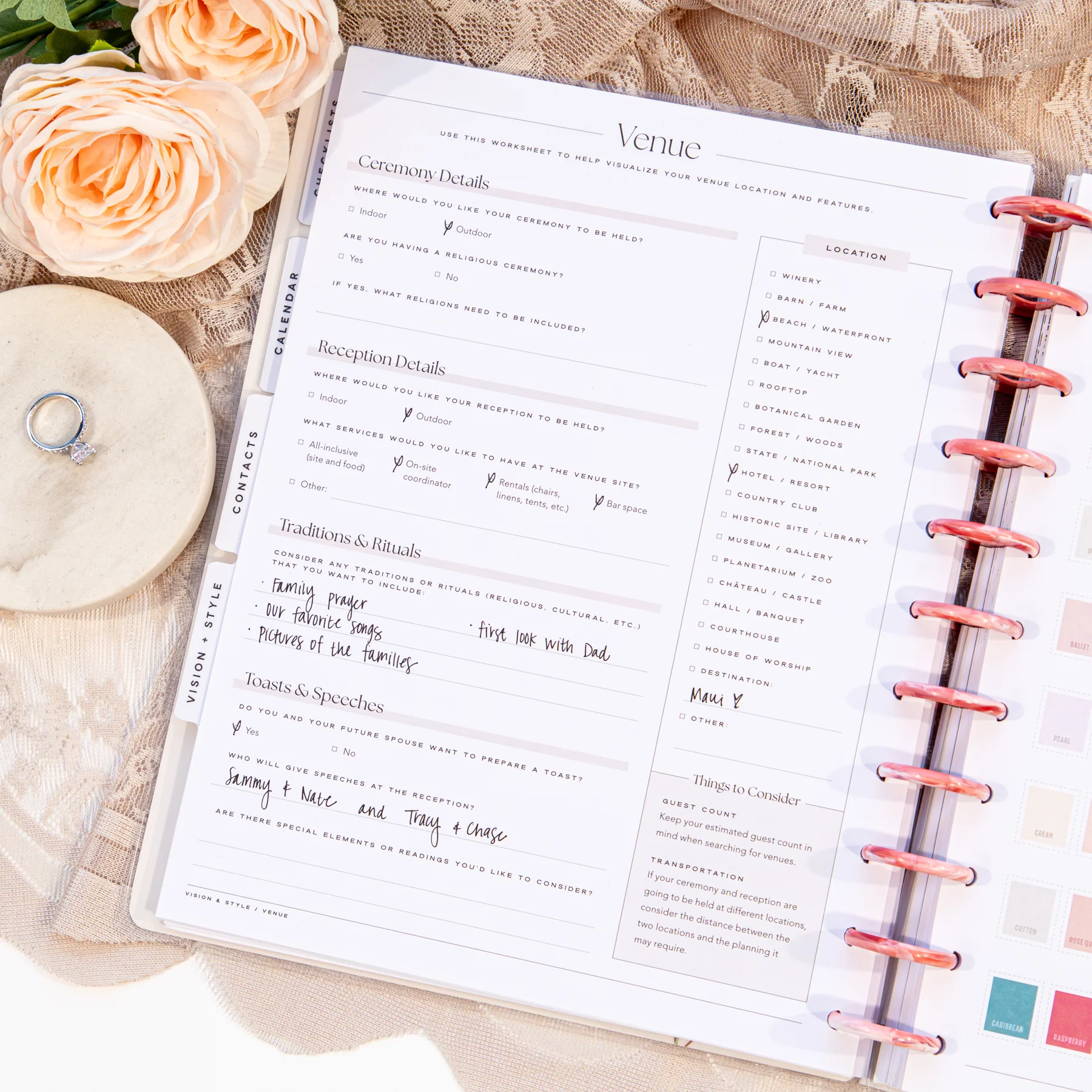Undated Blooming Romance Wedding Happy Planner - Big Wedding Layout - 12 Months 4 Undated Blooming Romance Wedding Happy Planner - Big Wedding Layout - 12 Months