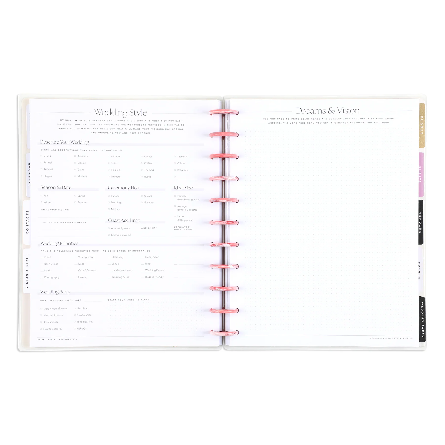 Undated Blooming Romance Wedding Happy Planner - Big Wedding Layout - 12 Months 8 Undated Blooming Romance Wedding Happy Planner - Big Wedding Layout - 12 Months