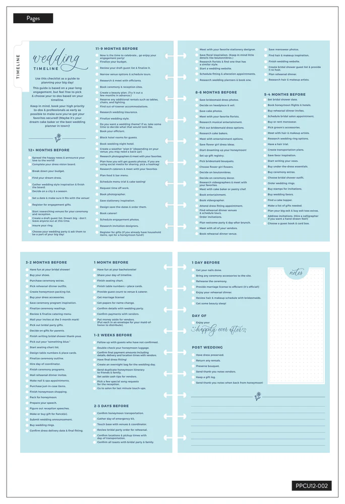 Undated Wedding Plans Happy Planner - Classic Wedding Organizer Layout - 12 Months