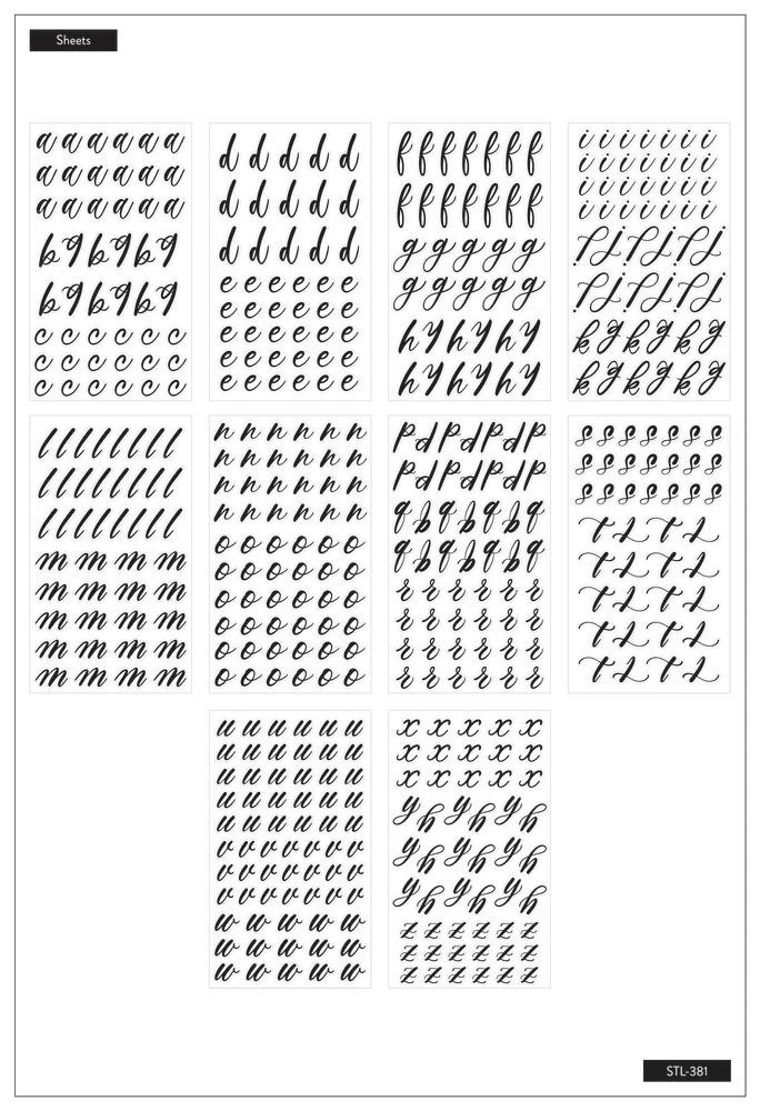 Lowercase Script Alphabet Letters - Black