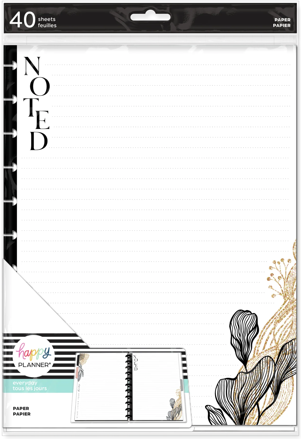Gold & Black Big Filler Paper - Dot Lined Paper - 40 Sheets - The Happy ...