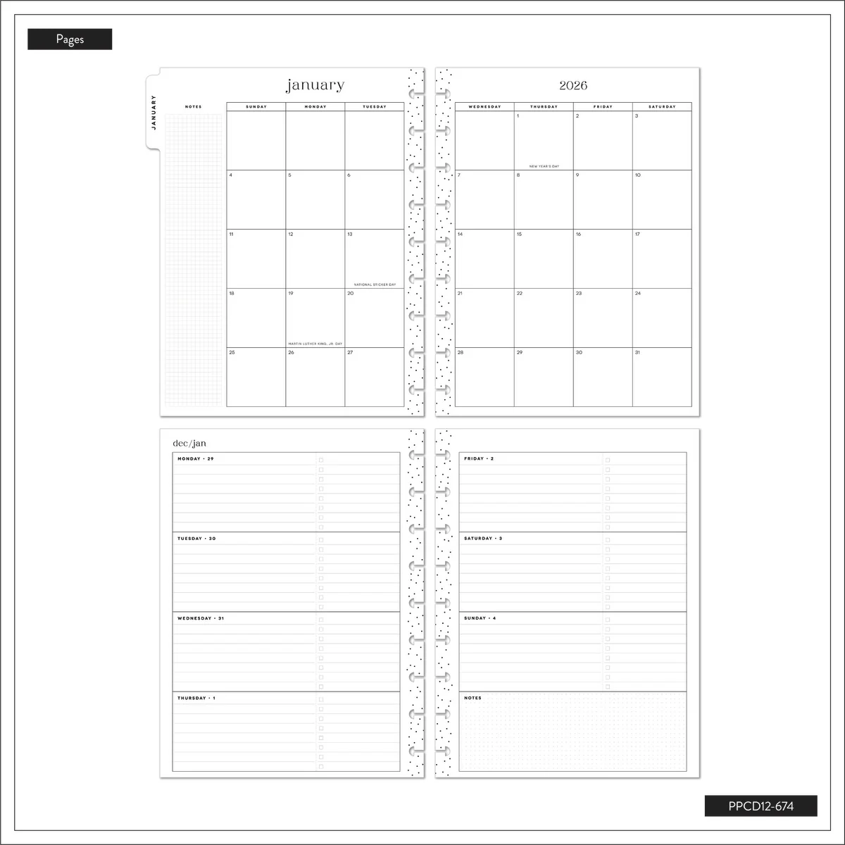 2026 Noir Garden Customizable Planner - Classic Horizontal Layout - 12 Months 17 2026 Noir Garden Customizable Planner - Classic Horizontal Layout - 12 Months