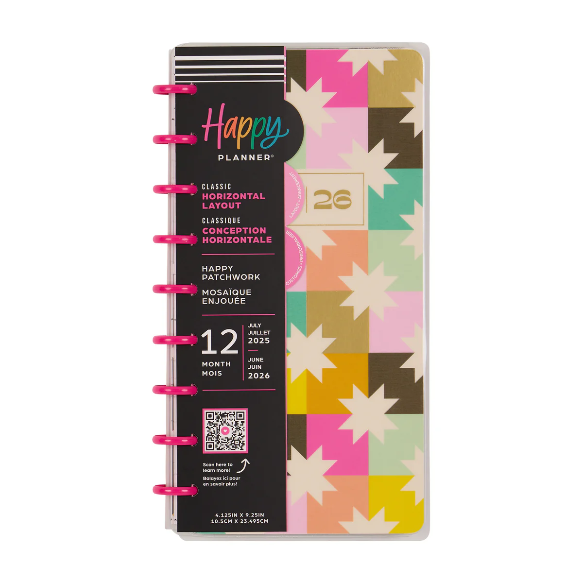 2025–2026 Happy Patchwork Customizable Planner - Skinny Classic Horizontal Layout - 12 Months 14 2025–2026 Happy Patchwork Customizable Planner - Skinny Classic Horizontal Layout - 12 Months