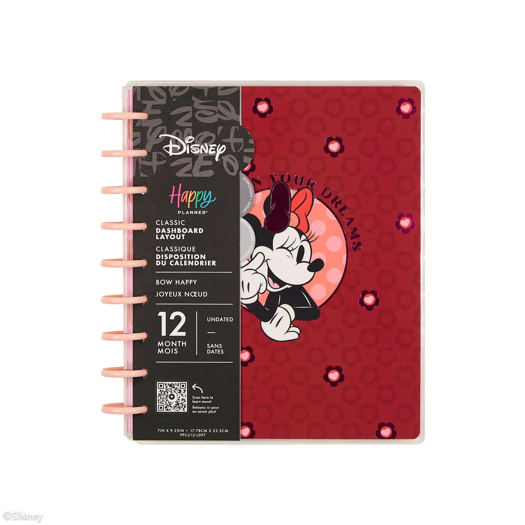 Undated Disney Minnie Mouse Bow Happy Customizable Planner - Classic Dashboard Layout - 12 Months 23 Undated Disney Minnie Mouse Bow Happy Customizable Planner - Classic Dashboard Layout - 12 Months