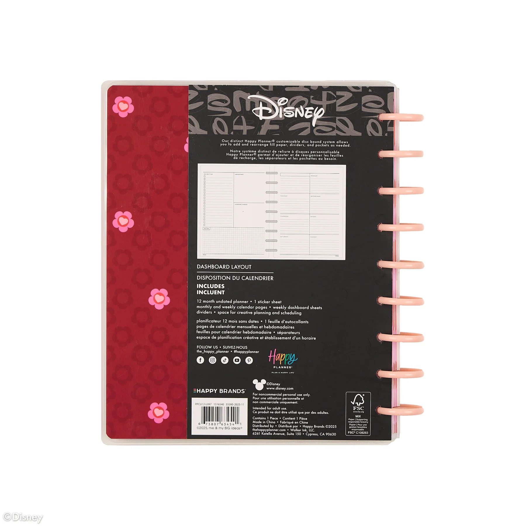 Undated Disney Minnie Mouse Bow Happy Customizable Planner - Classic Dashboard Layout - 12 Months 25 Undated Disney Minnie Mouse Bow Happy Customizable Planner - Classic Dashboard Layout - 12 Months