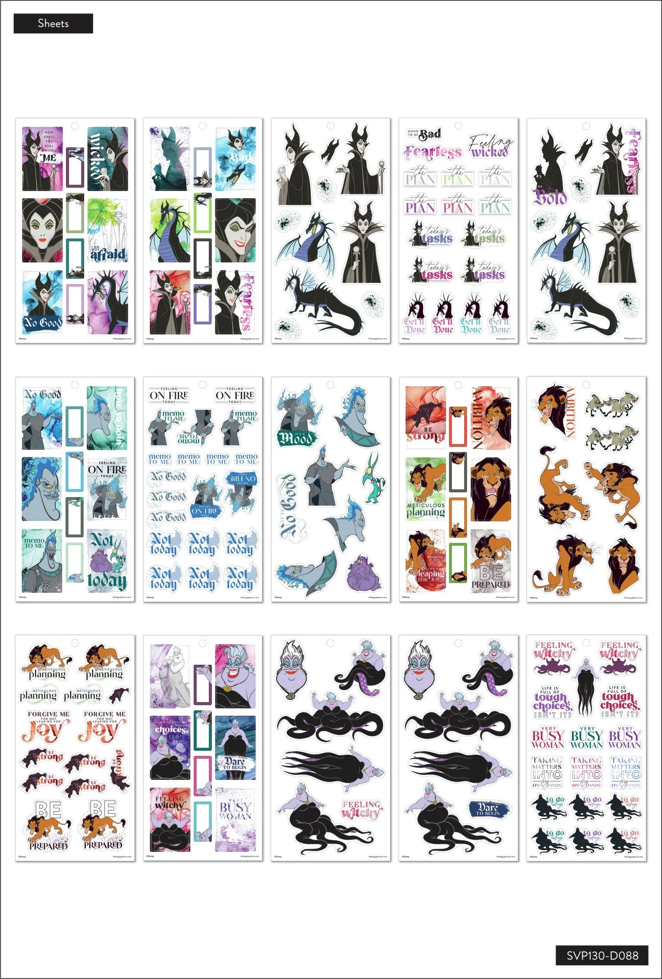 Disney© Villains Value Pack Stickers 6 Disney© Villains Value Pack Stickers