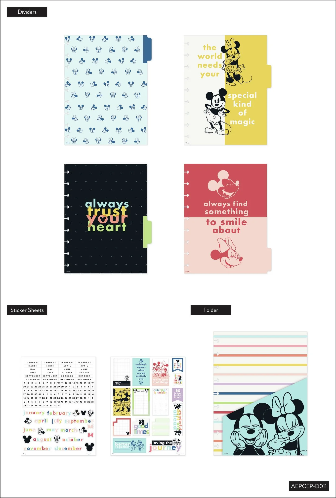 Disney© Mickey Mouse & Minnie Mouse Colorblock Undated Classic Vertical Extension Pack 4 Disney© Mickey Mouse & Minnie Mouse Colorblock Undated Classic Vertical Extension Pack