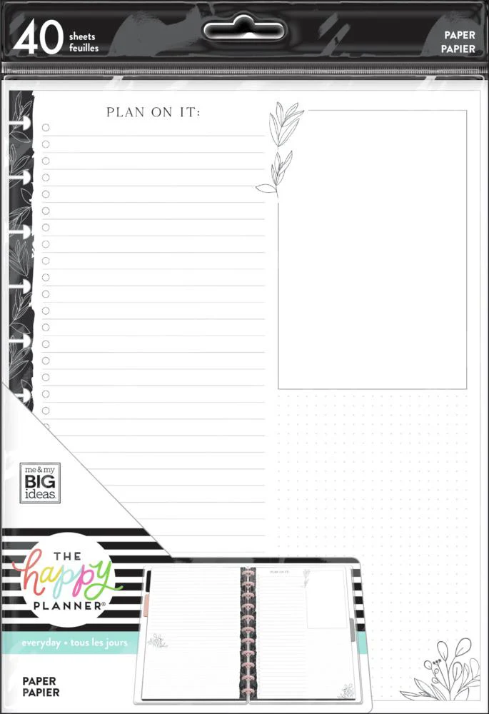 Black & White Florals - Dashboard Big Filler Paper - 40 Sheets
