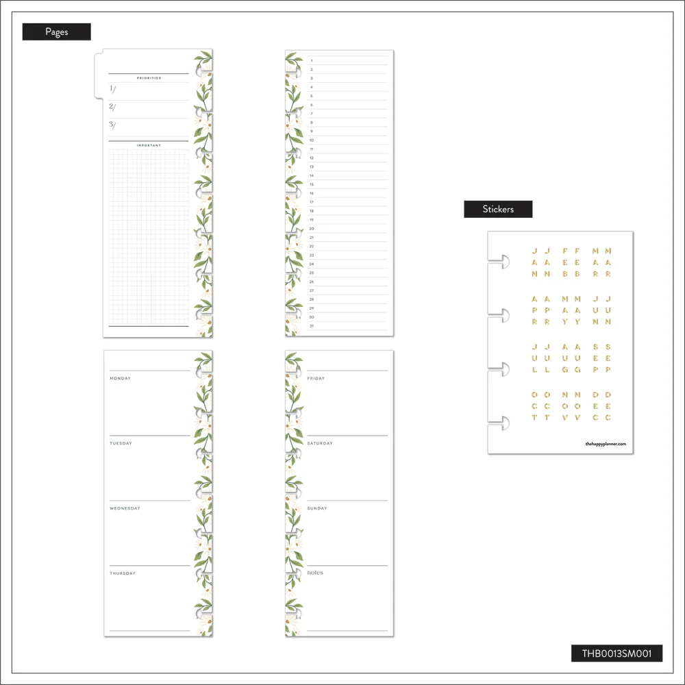 Botanical Blooms - Skinny Mini Undated Planner Bundle 9 Botanical Blooms - Skinny Mini Undated Planner Bundle