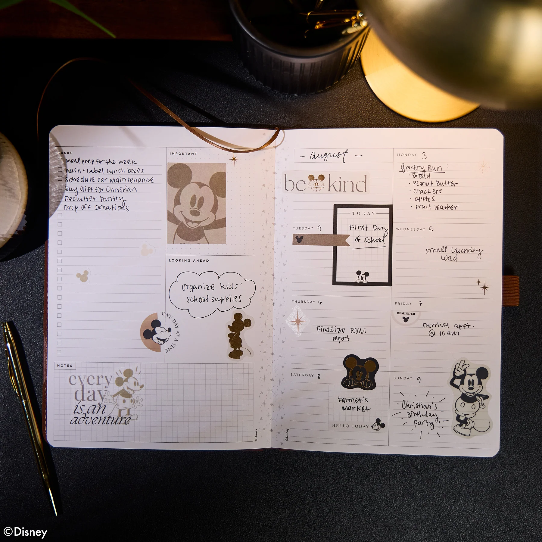 Undated Premium Espresso Disney Mickey Mouse Book Bound Planner - Small Dashboard Layout - 12 Months 4 Undated Premium Espresso Disney Mickey Mouse Book Bound Planner - Small Dashboard Layout - 12 Months