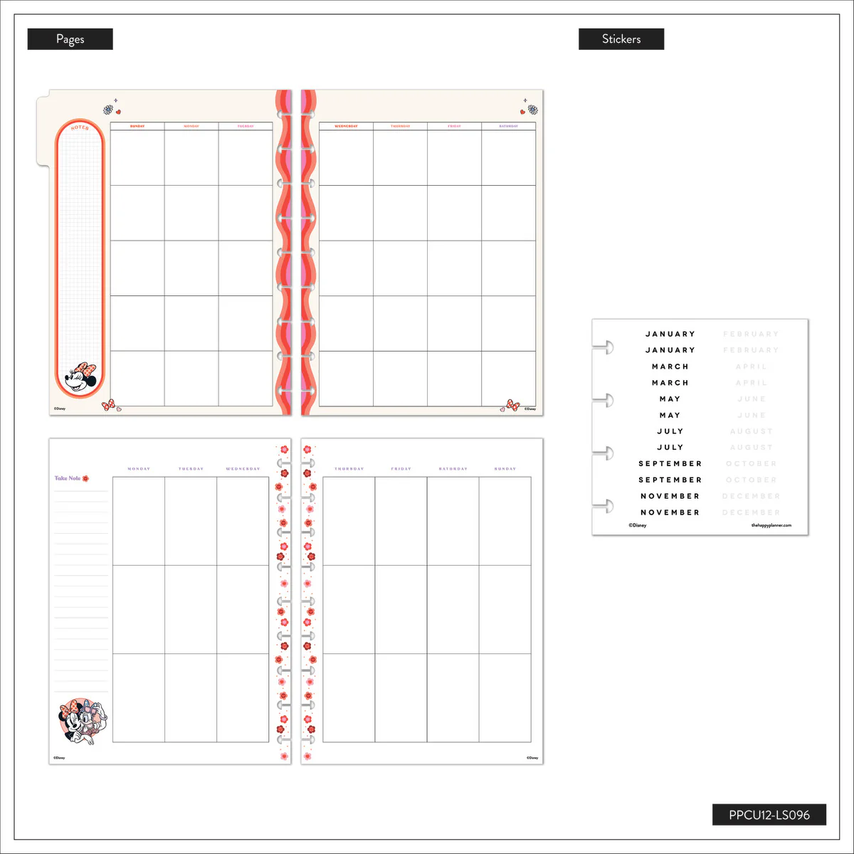 Undated SPECIALTY Disney Minnie Mouse Bow Happy Customizable Planner - Classic Vertical Layout - 12 Months 25 Undated SPECIALTY Disney Minnie Mouse Bow Happy Customizable Planner - Classic Vertical Layout - 12 Months