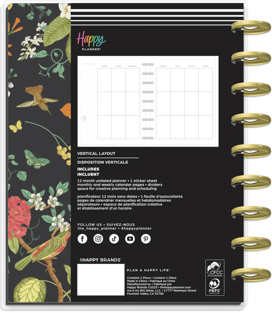 Undated Feathers & Flowers Happy Planner - Classic Vertical Layout - 12 Months 10 Undated Feathers & Flowers Happy Planner - Classic Vertical Layout - 12 Months