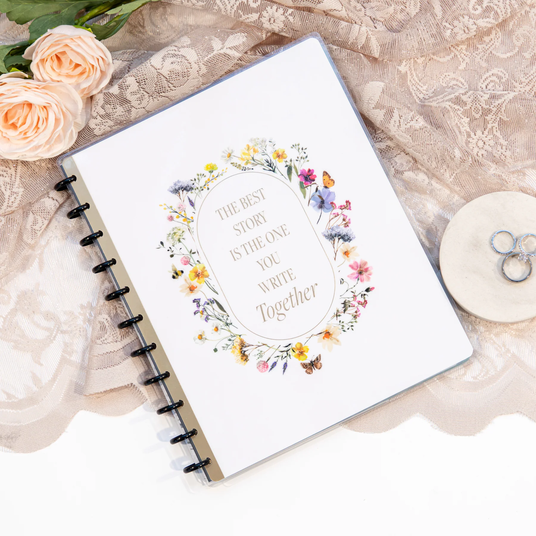Blooming Romance Wedding - Dot Grid + Checklist Pages Notebook - 60 Sheets 3 Blooming Romance Wedding - Dot Grid + Checklist Pages Notebook - 60 Sheets