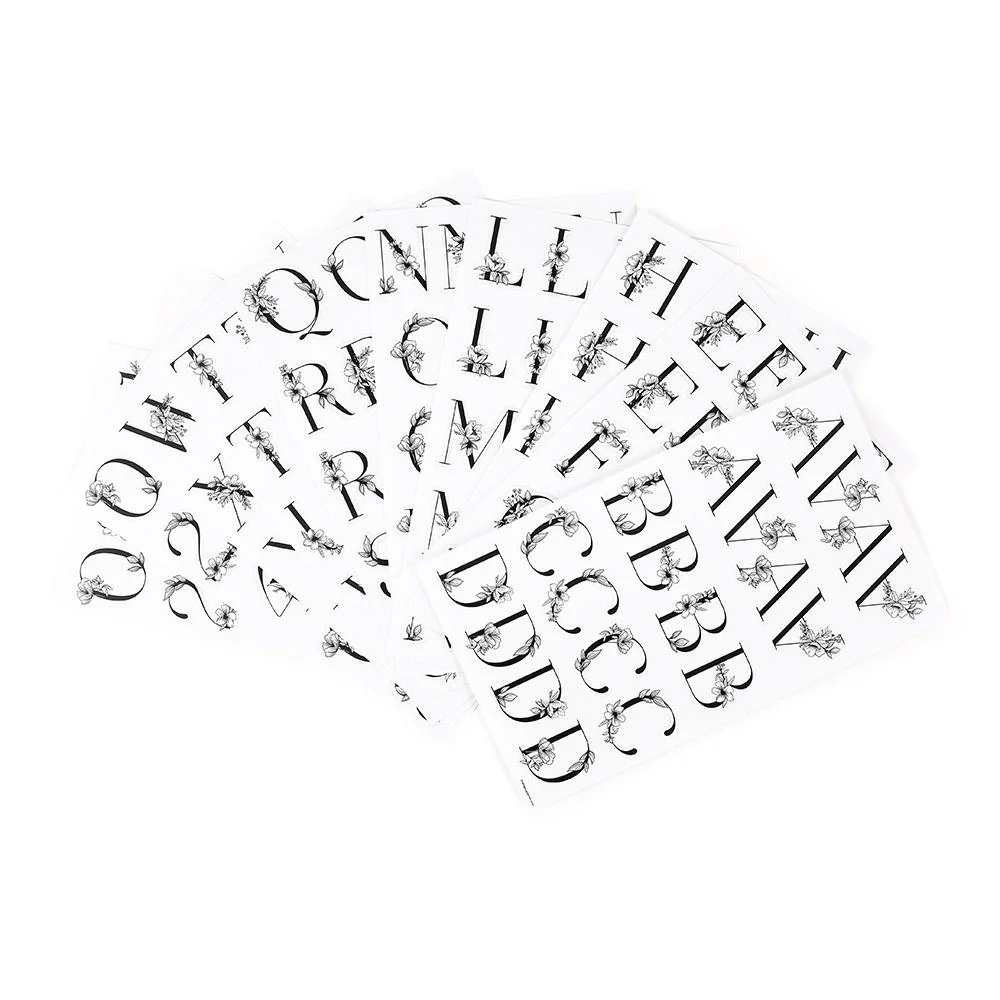 Sophisticated Florals Black Alphabet Stickers