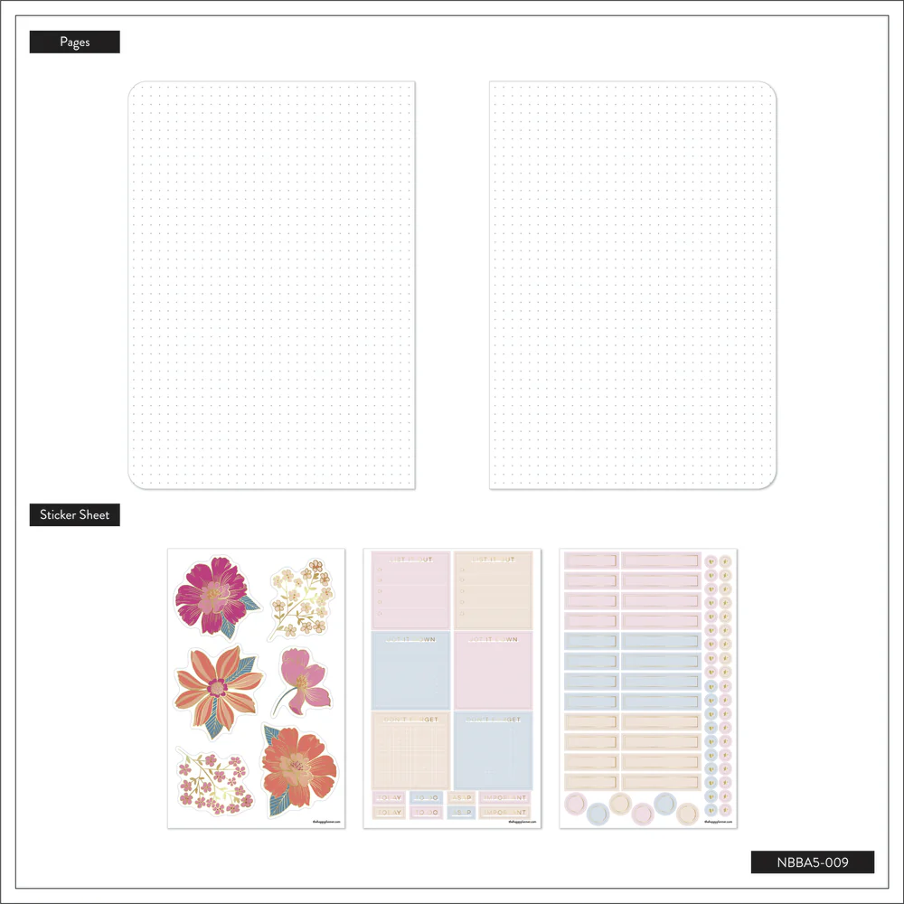 Retro Blooms - Bullet Dot Grid Happy Journal® - 80 Sheets - 160gsm Paper 9 Retro Blooms - Bullet Dot Grid Happy Journal® - 80 Sheets - 160gsm Paper