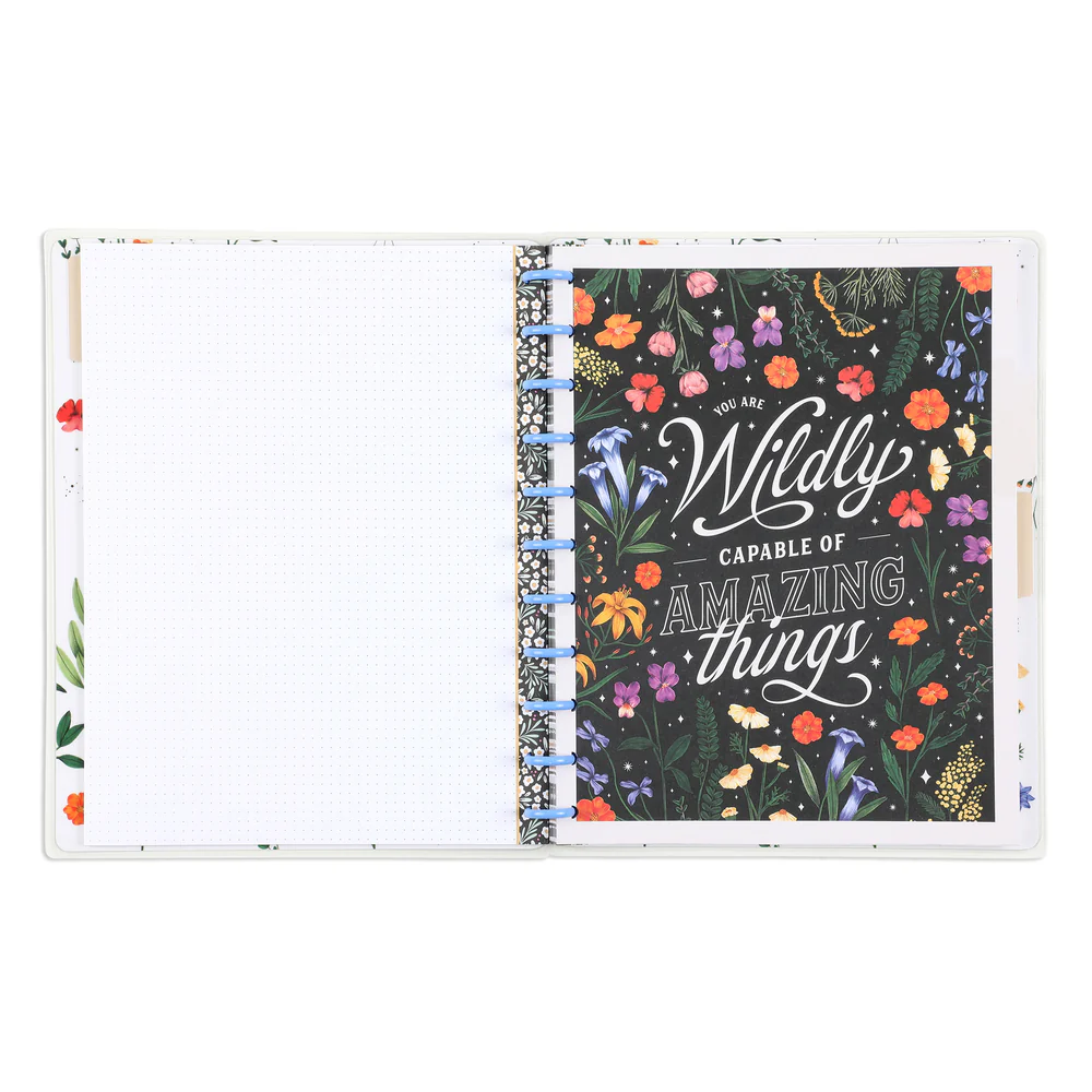 Moody Blooms - Dot Grid + Dotted Lined Checklist Big Notebook - 60 Sheets