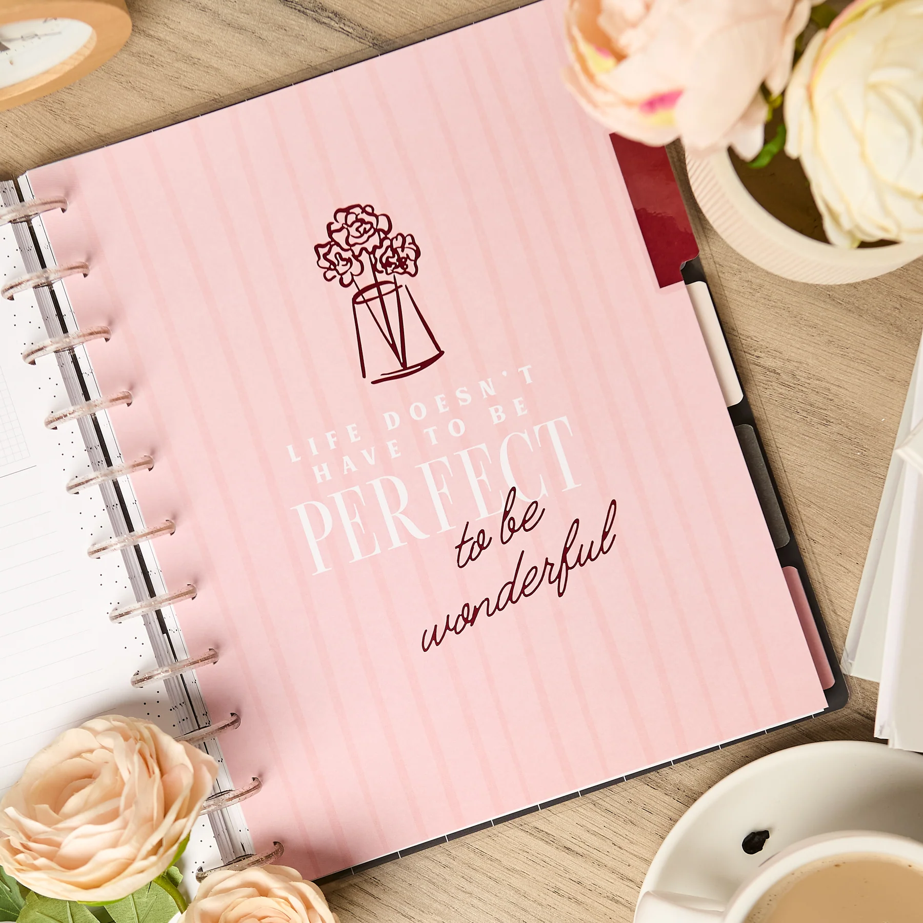 Undated Café Coquette Customizable Planner - Big Horizontal Layout - 12 Months