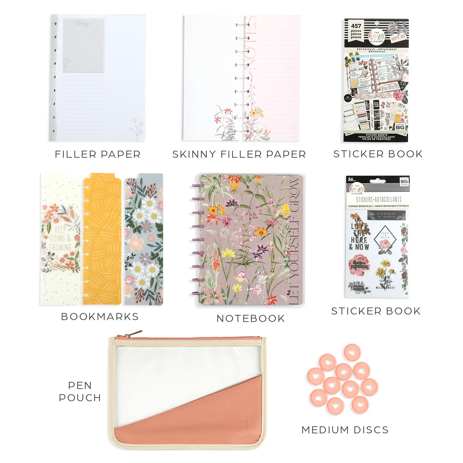 Spring Botanicals Bundle - Notebook + Accessories + Stickers 17 Spring Botanicals Bundle - Notebook + Accessories + Stickers