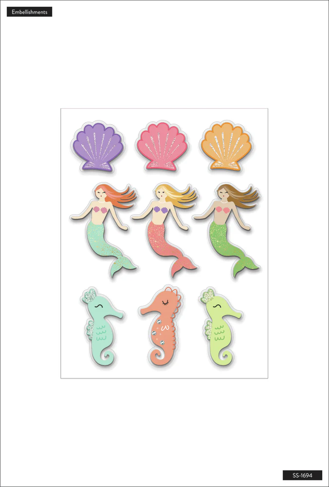 Sticker Sheet - Mermaids and Seashells