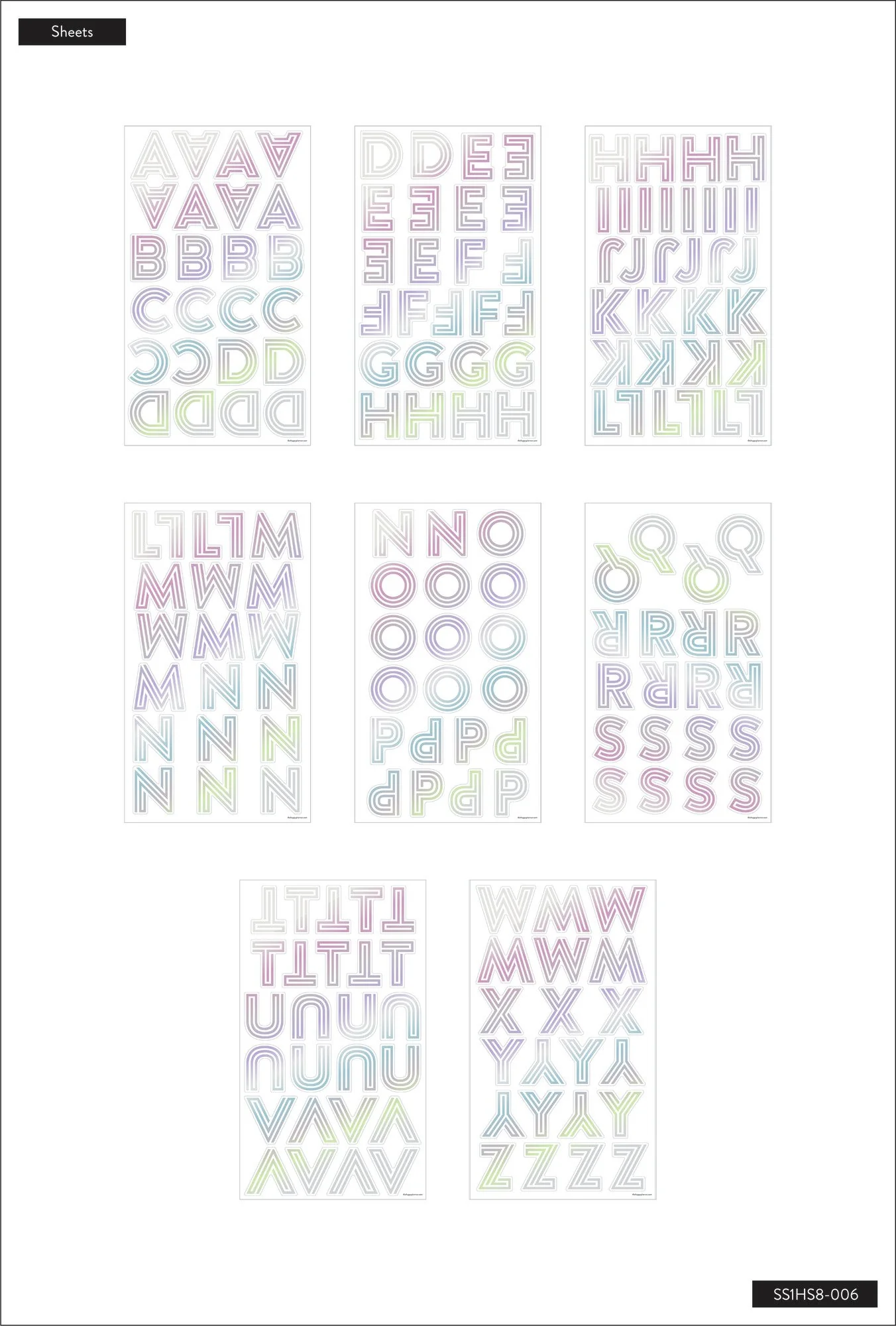 Art Deco Rainbow Alphabet Stickers 4 Art Deco Rainbow Alphabet Stickers