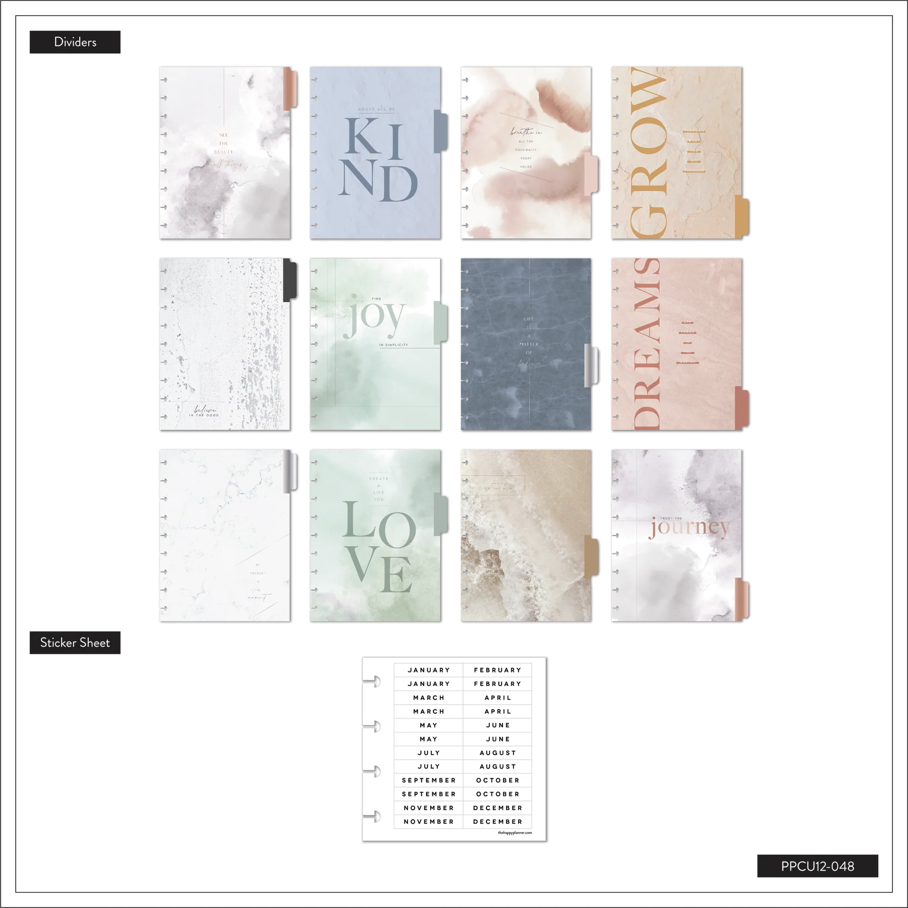 Undated Soft Watercolor Happy Planner - Classic Horizontal Layout - 12 Months 9 Undated Soft Watercolor Happy Planner - Classic Horizontal Layout - 12 Months