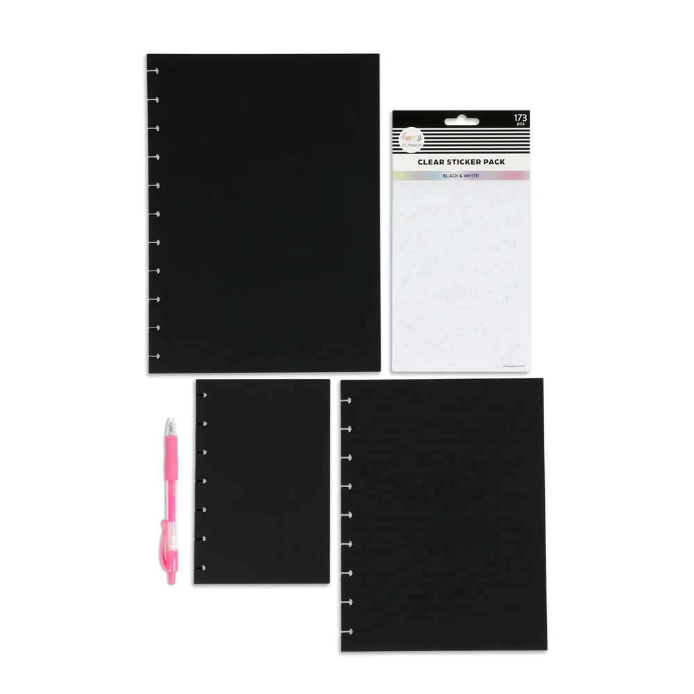 Plan Your Best Life - Black Filler Paper + Clear Stickers Bundle