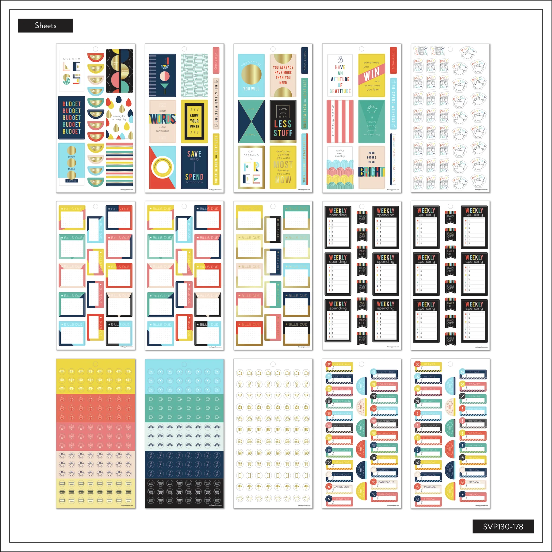 Value Pack Stickers - Bright Retro Budget 6 Value Pack Stickers - Bright Retro Budget
