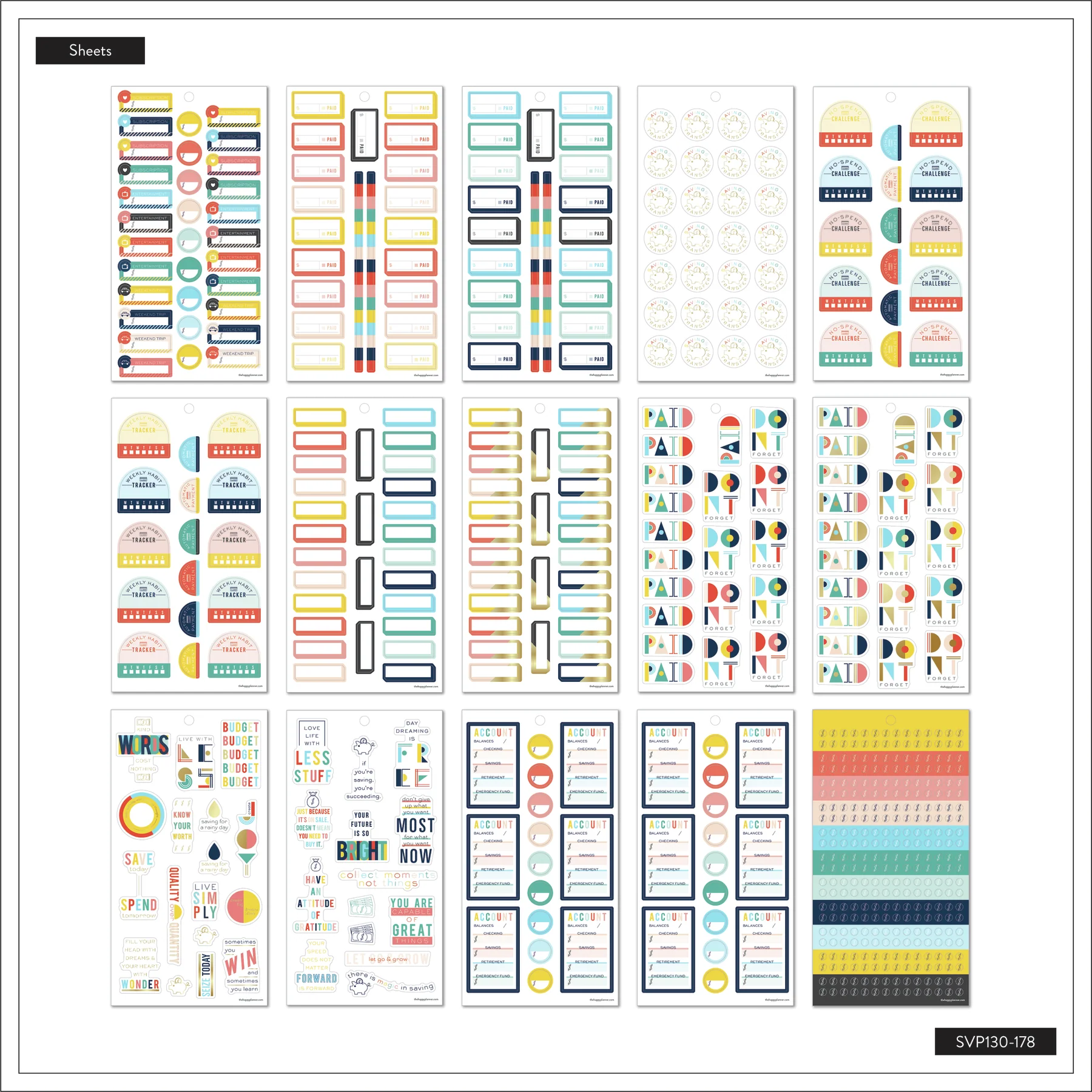 Value Pack Stickers - Bright Retro Budget 7 Value Pack Stickers - Bright Retro Budget