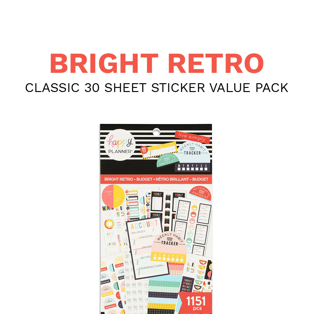 Value Pack Stickers - Bright Retro Budget 8 Value Pack Stickers - Bright Retro Budget