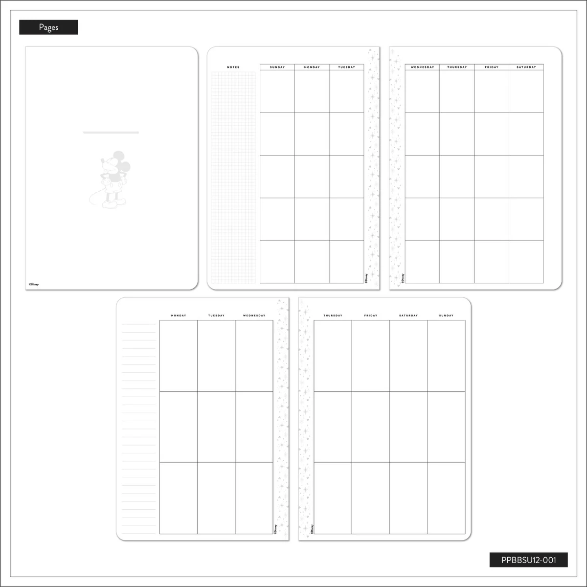 Undated Premium Obsidian Disney Mickey Mouse Book Bound Planner - Small Vertical Layout - 12 Months 15 Undated Premium Obsidian Disney Mickey Mouse Book Bound Planner - Small Vertical Layout - 12 Months
