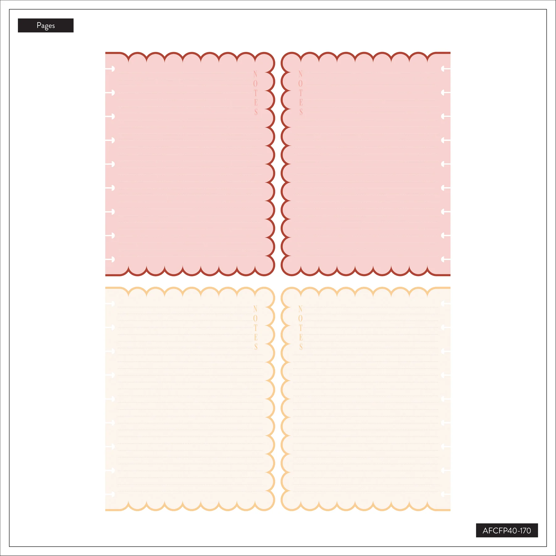 Café Coquette - Scalloped Edge Dotted Lined Classic Filler Paper - 40 Sheets 10 Café Coquette - Scalloped Edge Dotted Lined Classic Filler Paper - 40 Sheets