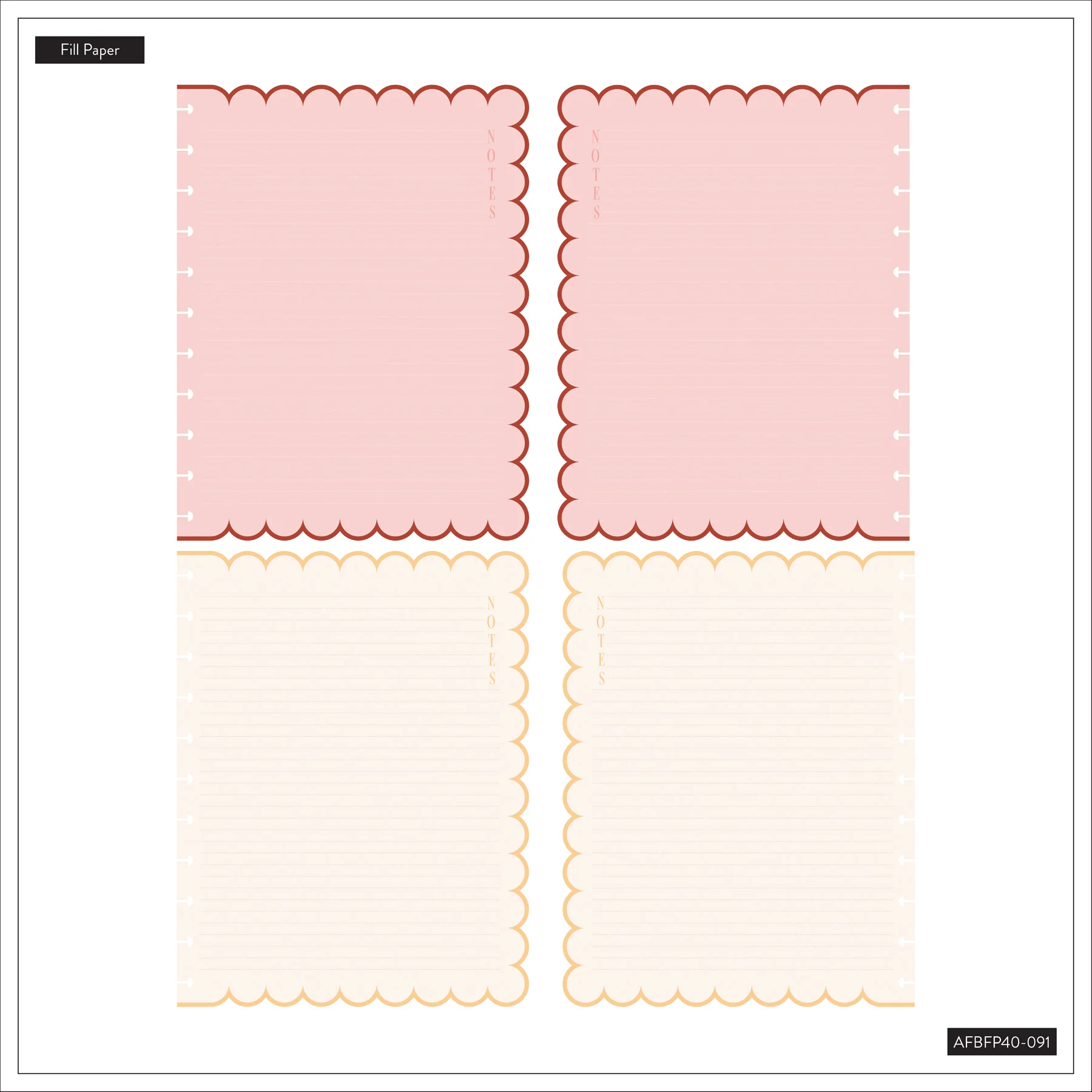 Café Coquette - Scalloped Edge Dotted Lined Big Filler Paper - 40 Sheets 10 Café Coquette - Scalloped Edge Dotted Lined Big Filler Paper - 40 Sheets