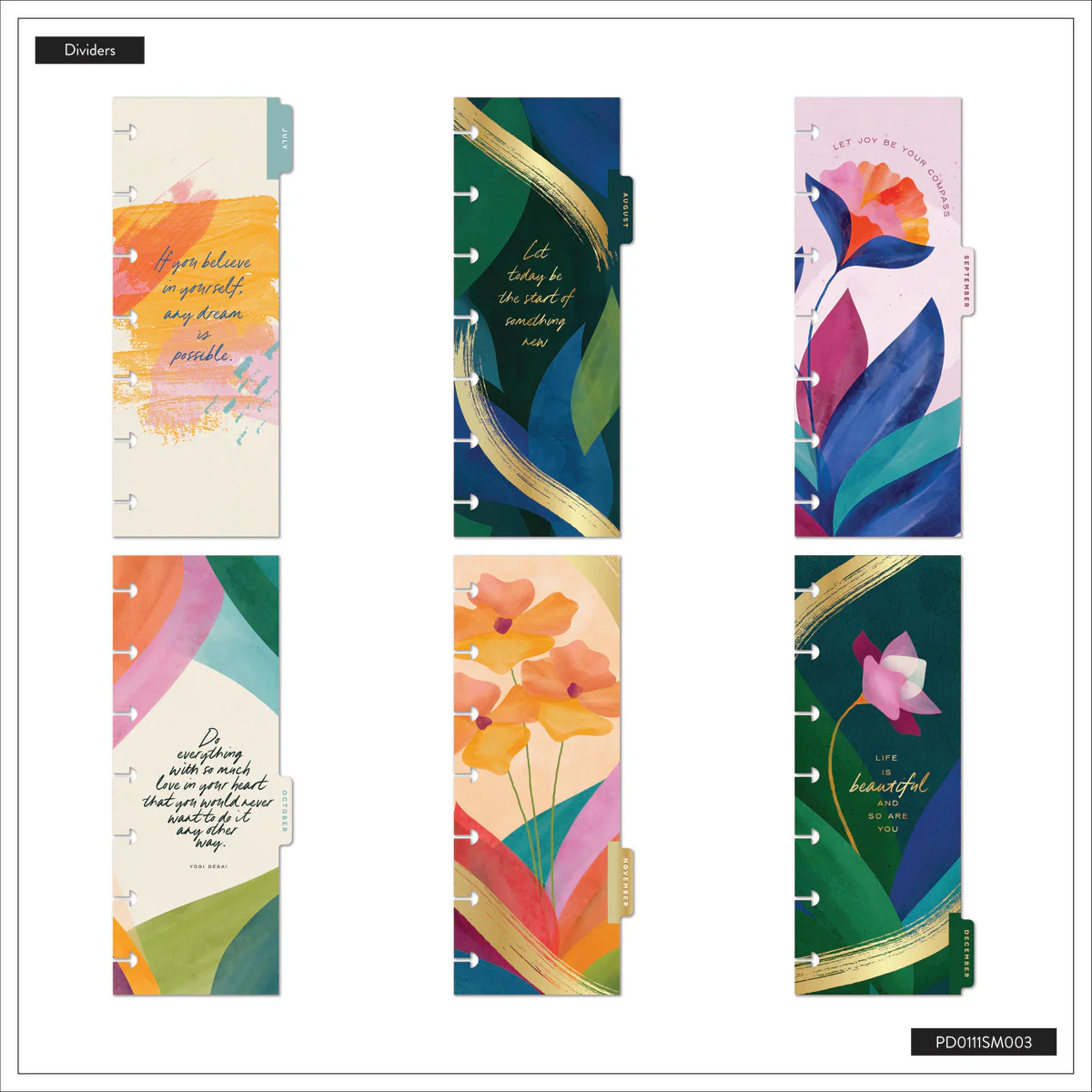2026 Floral Energy Customizable Planner - Skinny Mini Horizontal Layout ...