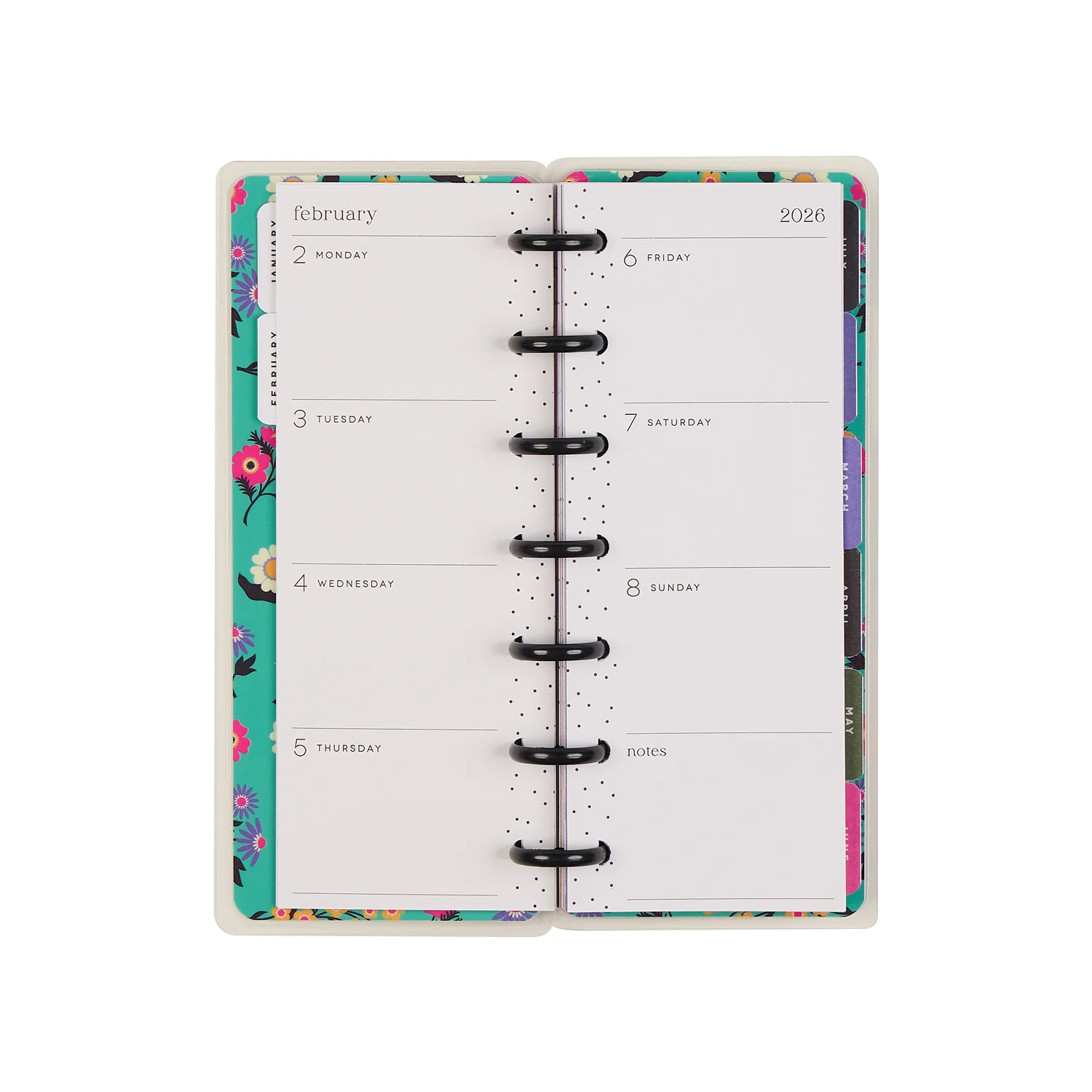 2026 Florescent Florals Customizable Planner - Skinny Mini Horizontal Layout - 12 Months 10 2026 Florescent Florals Customizable Planner - Skinny Mini Horizontal Layout - 12 Months