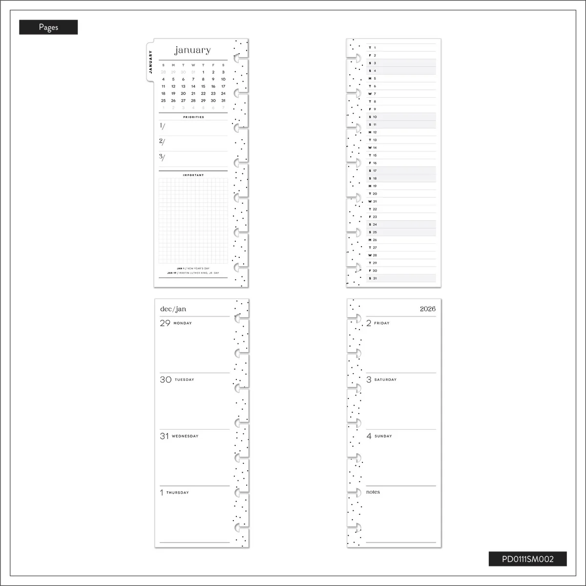2026 Florescent Florals Customizable Planner - Skinny Mini Horizontal Layout - 12 Months 13 2026 Florescent Florals Customizable Planner - Skinny Mini Horizontal Layout - 12 Months