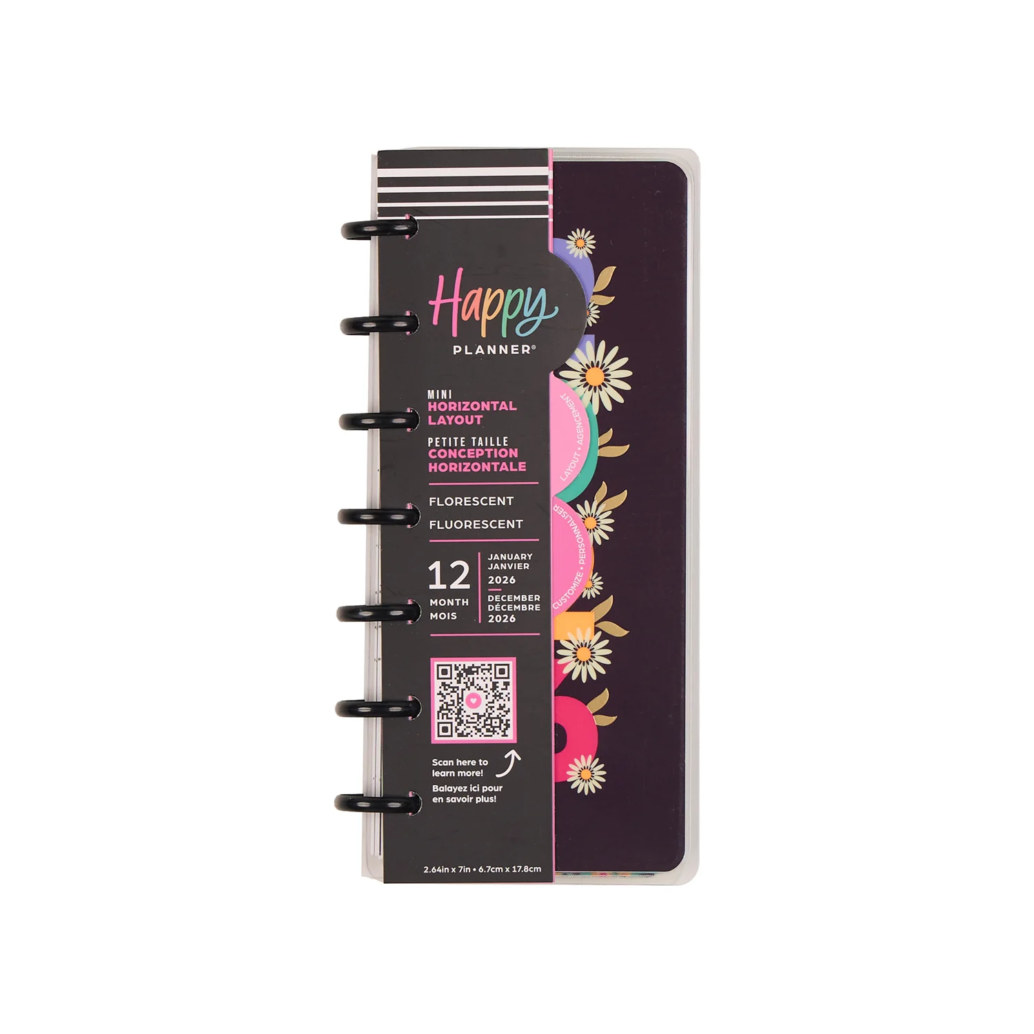 2026 Florescent Florals Customizable Planner - Skinny Mini Horizontal Layout - 12 Months 14 2026 Florescent Florals Customizable Planner - Skinny Mini Horizontal Layout - 12 Months