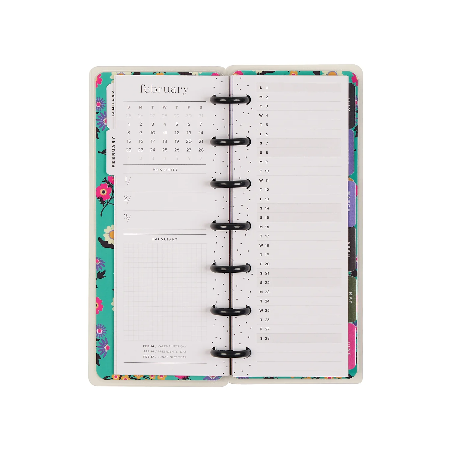 2026 Florescent Florals Customizable Planner - Skinny Mini Horizontal Layout - 12 Months 9 2026 Florescent Florals Customizable Planner - Skinny Mini Horizontal Layout - 12 Months