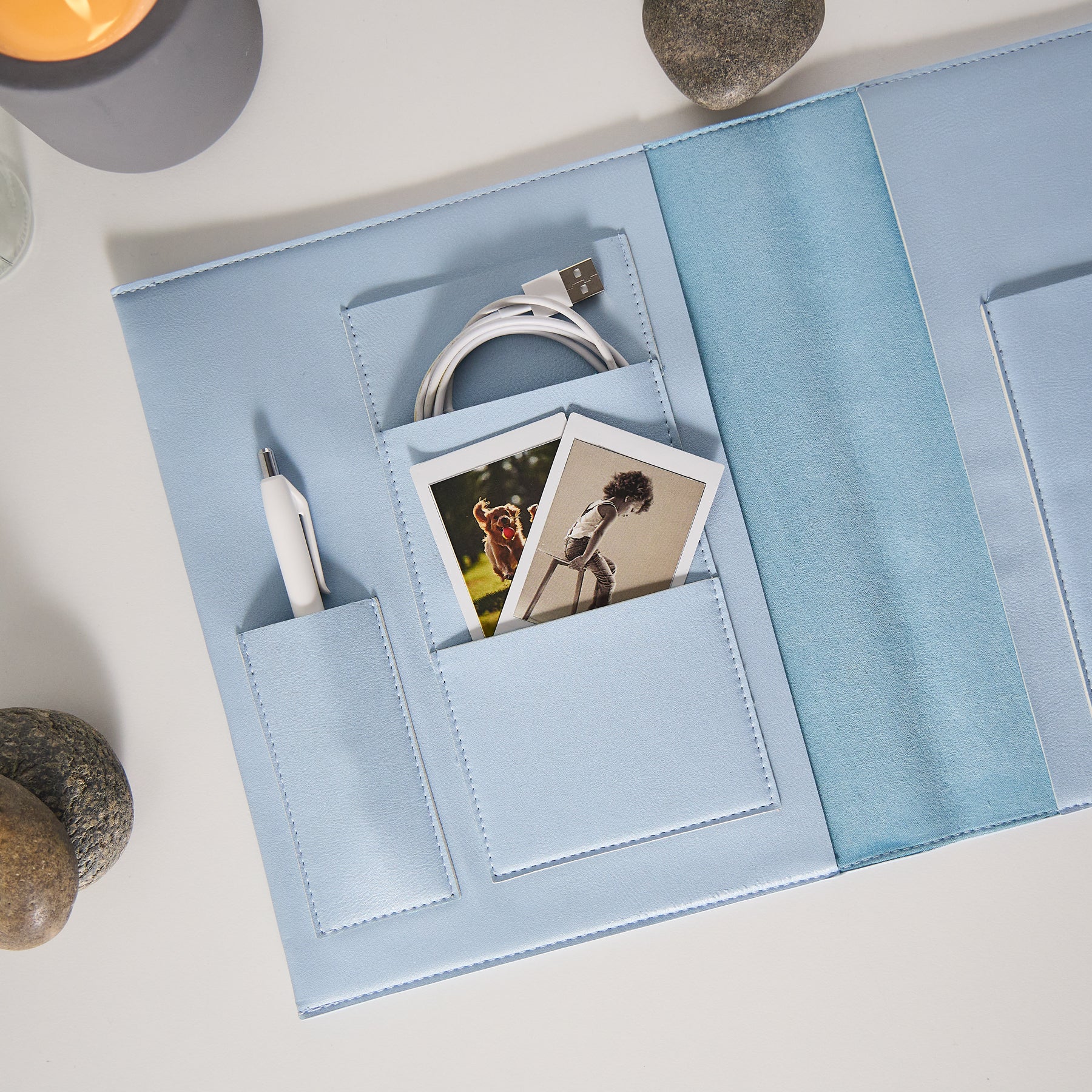 Cornflower Vegan Leather - Deluxe Classic Planner Folio 4 Cornflower Vegan Leather - Deluxe Classic Planner Folio
