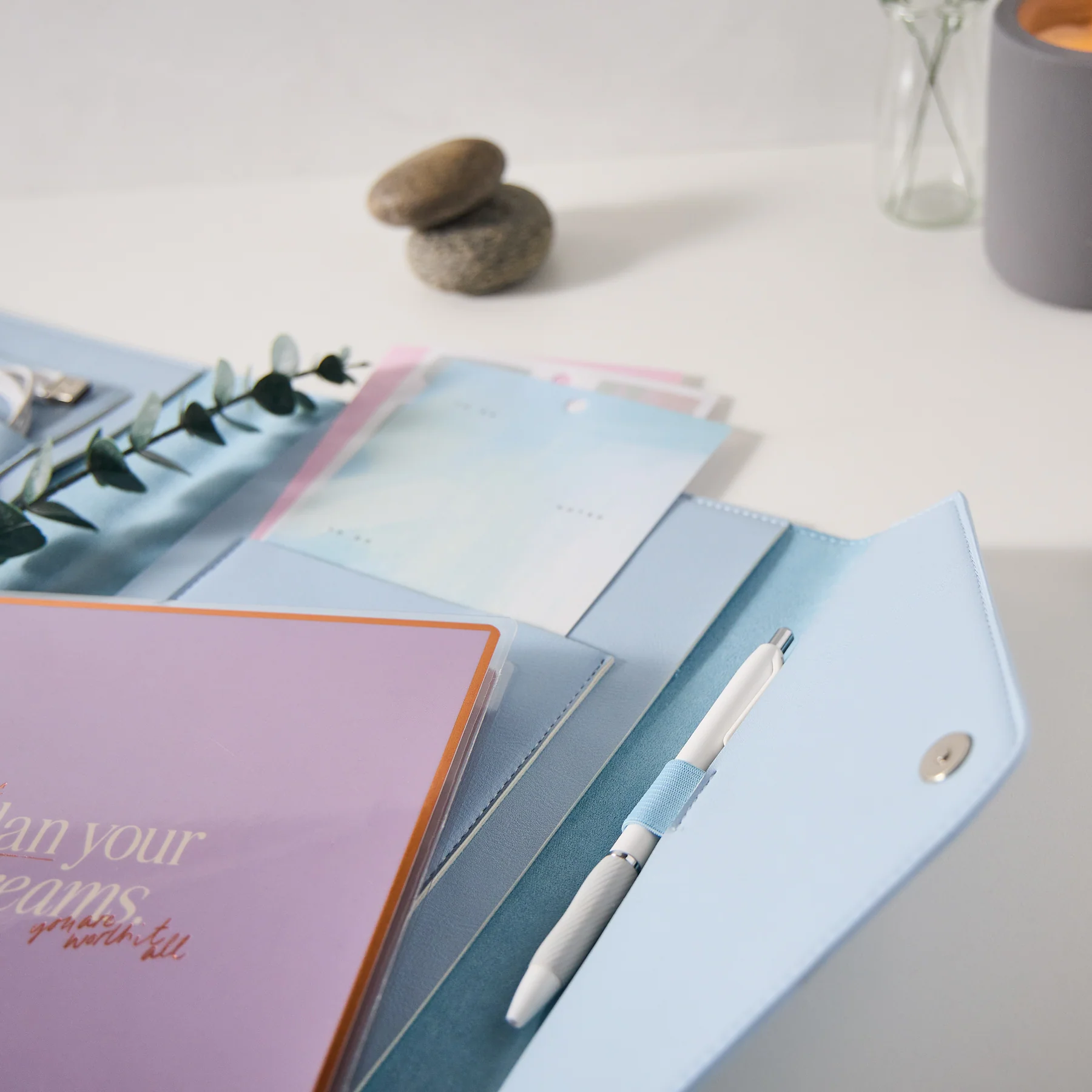 Cornflower Vegan Leather - Deluxe Classic Planner Folio 5 Cornflower Vegan Leather - Deluxe Classic Planner Folio