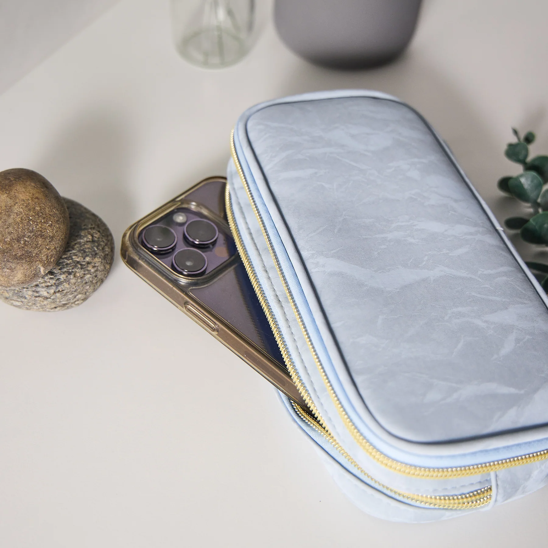 Cornflower - Textured Fabric Pen & Pencil Zip Pouch