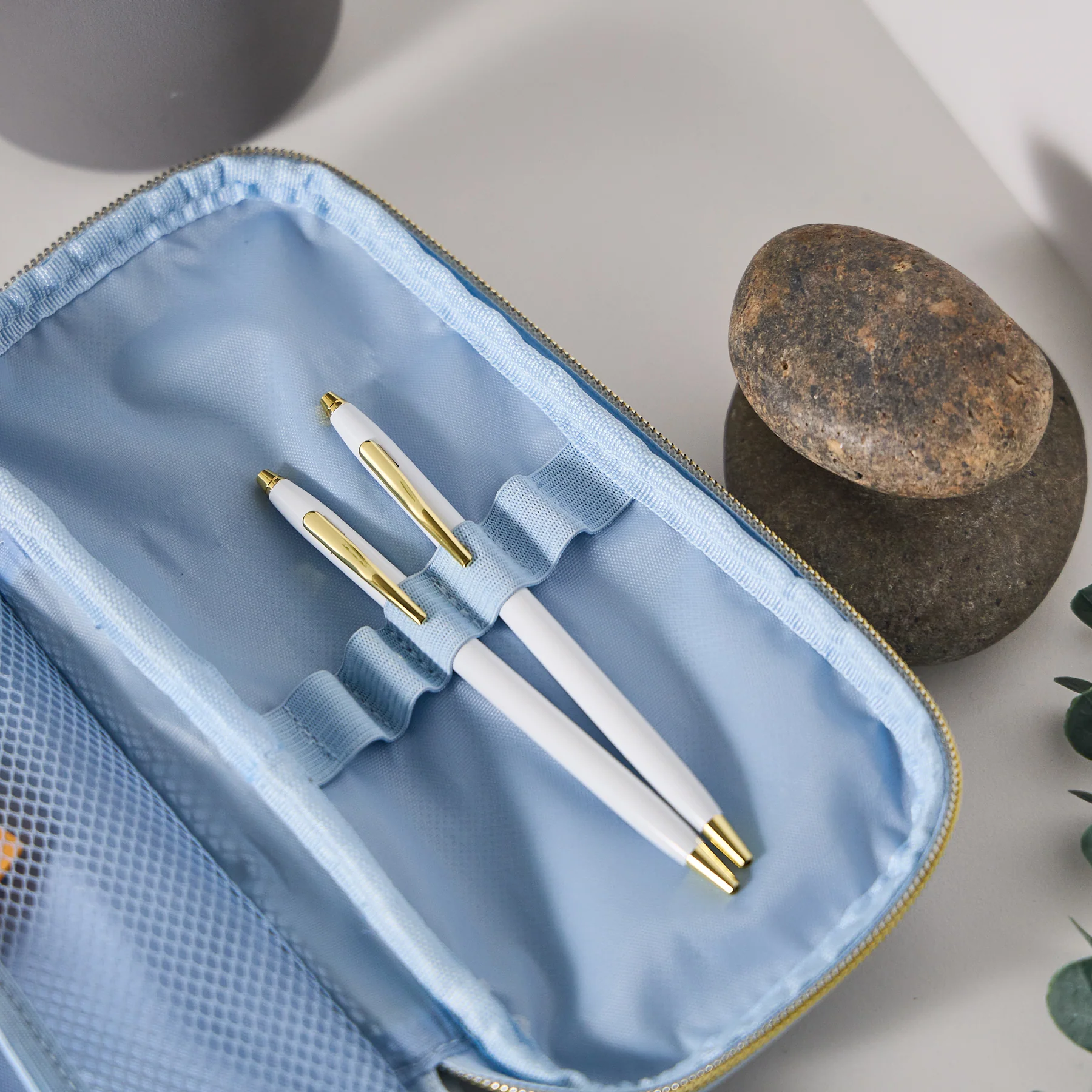 Cornflower - Textured Fabric Pen & Pencil Zip Pouch 9 Cornflower - Textured Fabric Pen & Pencil Zip Pouch