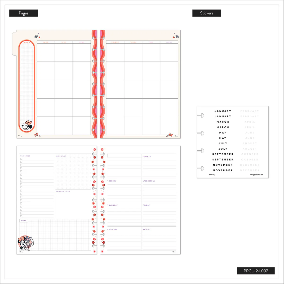 Undated Disney Minnie Mouse Bow Happy Customizable Planner - Classic Dashboard Layout - 12 Months 22 Undated Disney Minnie Mouse Bow Happy Customizable Planner - Classic Dashboard Layout - 12 Months