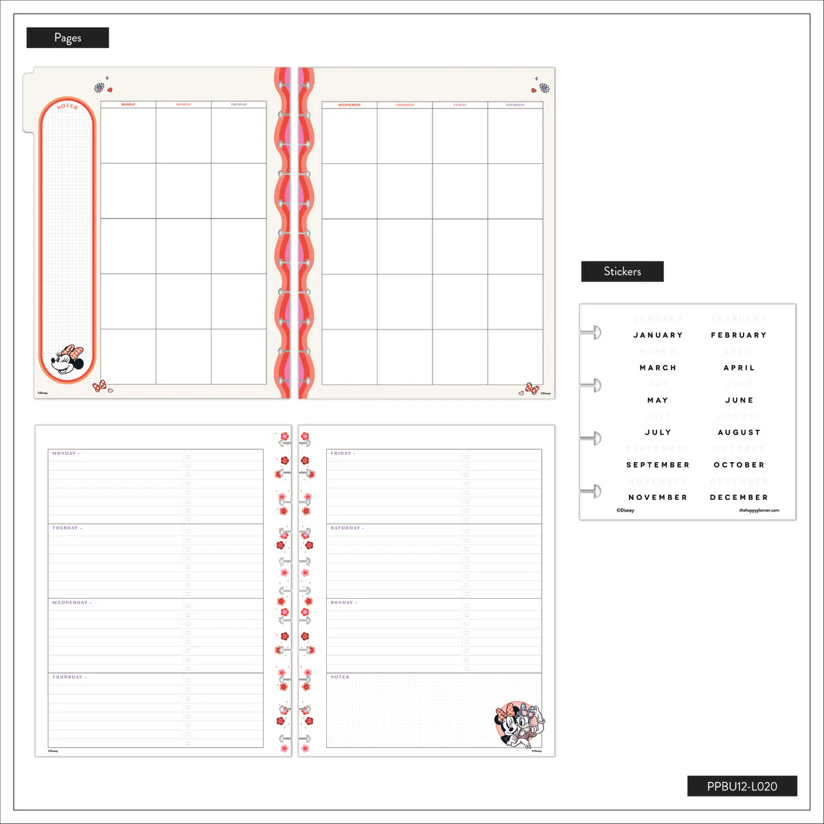 Undated Disney Minnie Mouse Bow Happy Customizable Planner - Big Horizontal Layout - 12 Months 19 Undated Disney Minnie Mouse Bow Happy Customizable Planner - Big Horizontal Layout - 12 Months