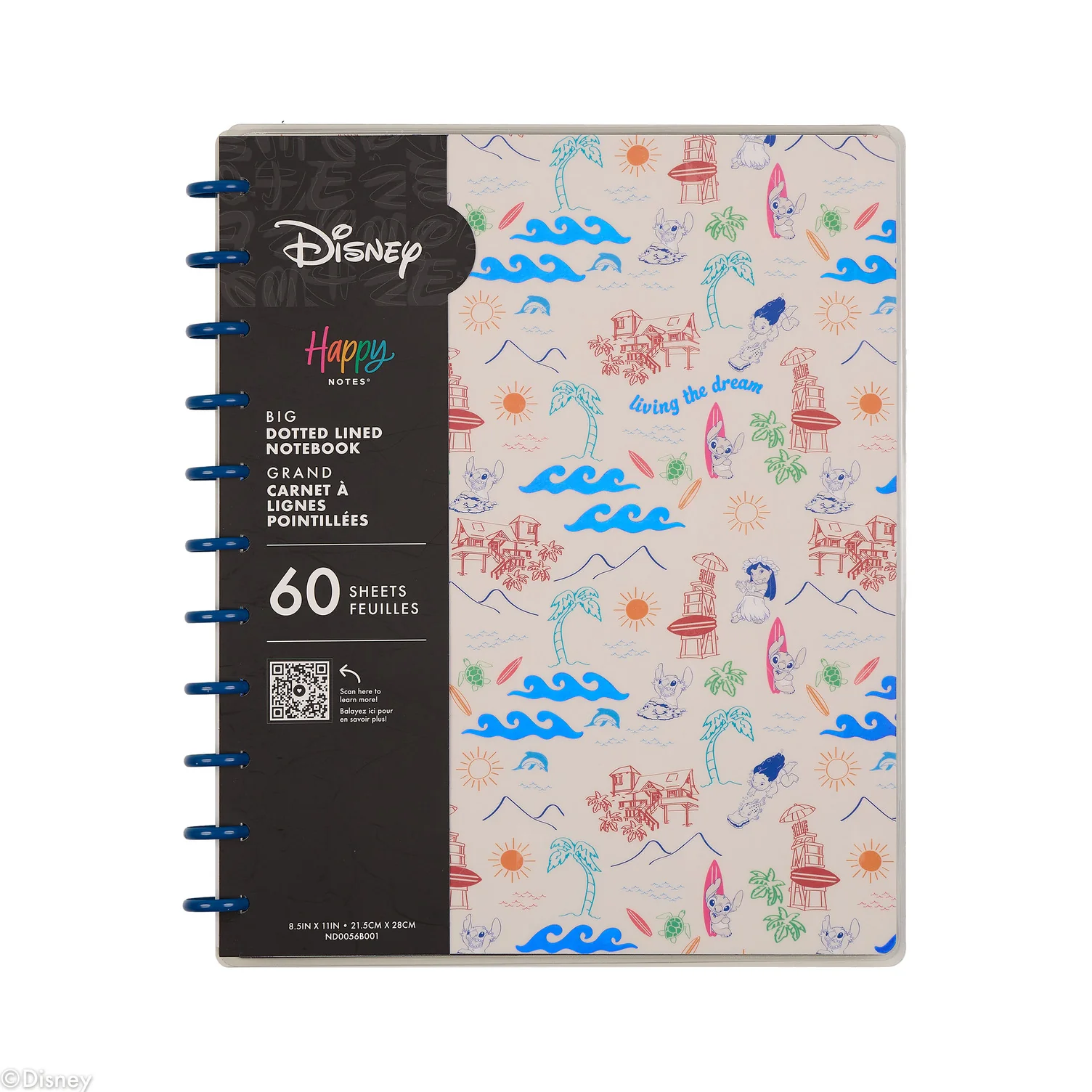 Disney Lilo & Stitch Make Waves - Dotted Lined Big Notebook - 60 Sheets 12 Disney Lilo & Stitch Make Waves - Dotted Lined Big Notebook - 60 Sheets