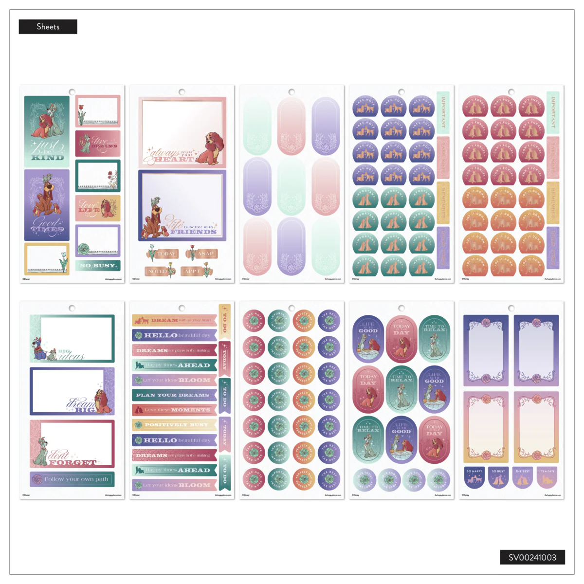 Disney Lady & The Tramp - Value Pack Stickers - Big 6 Disney Lady & The Tramp - Value Pack Stickers - Big