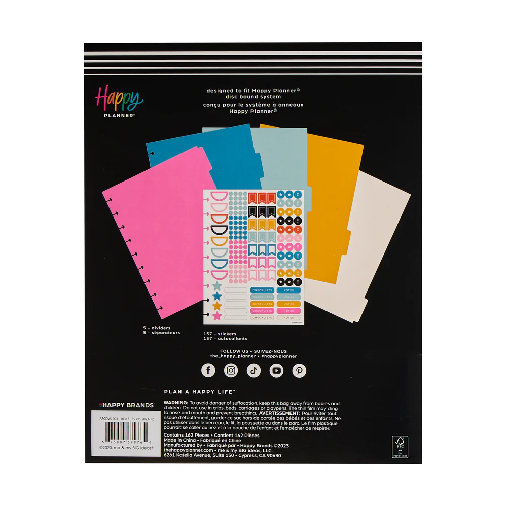 Happy Brights - Classic Plastic Dividers - 5 Pack 6 Happy Brights - Classic Plastic Dividers - 5 Pack